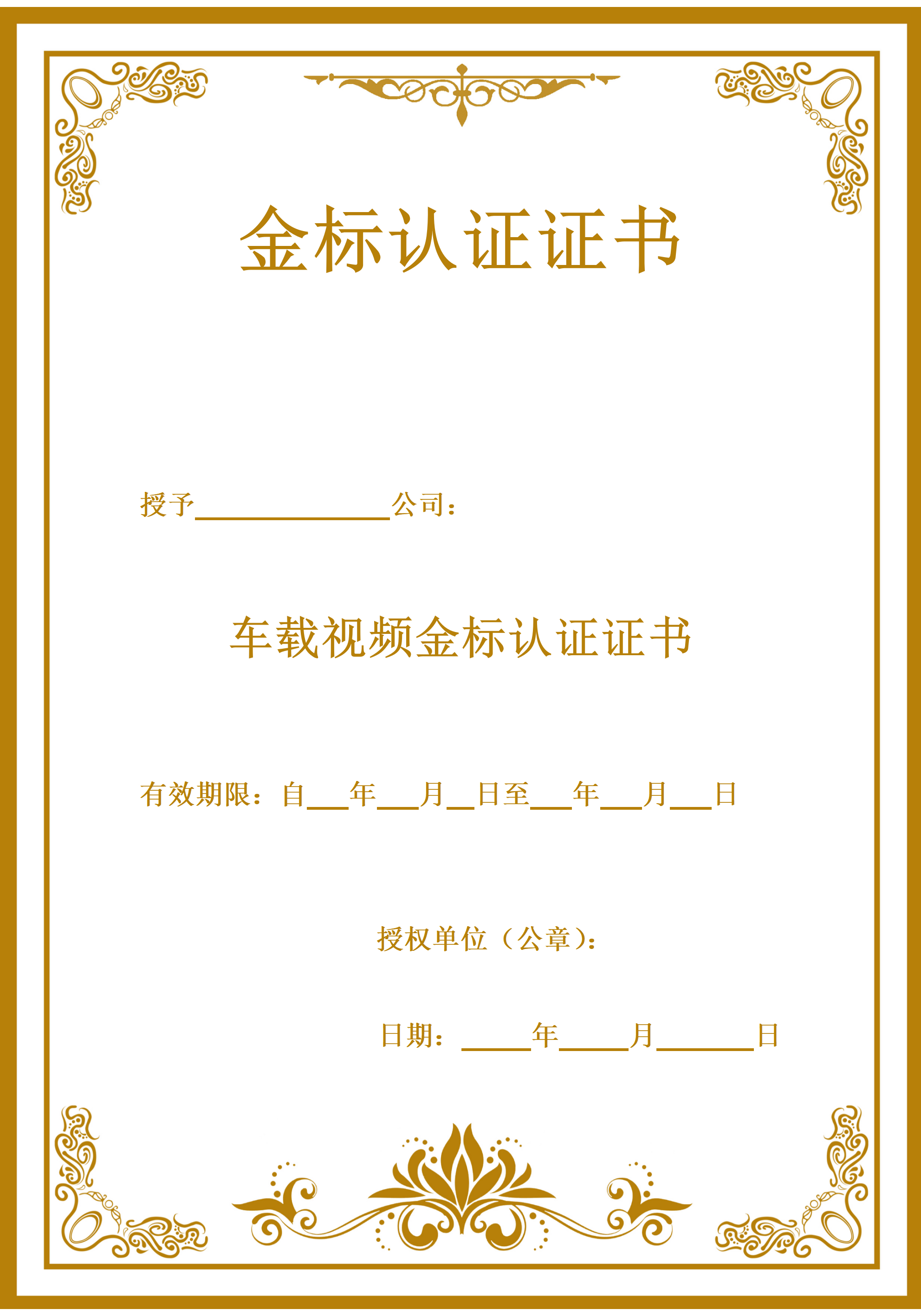 车载视频金标认证